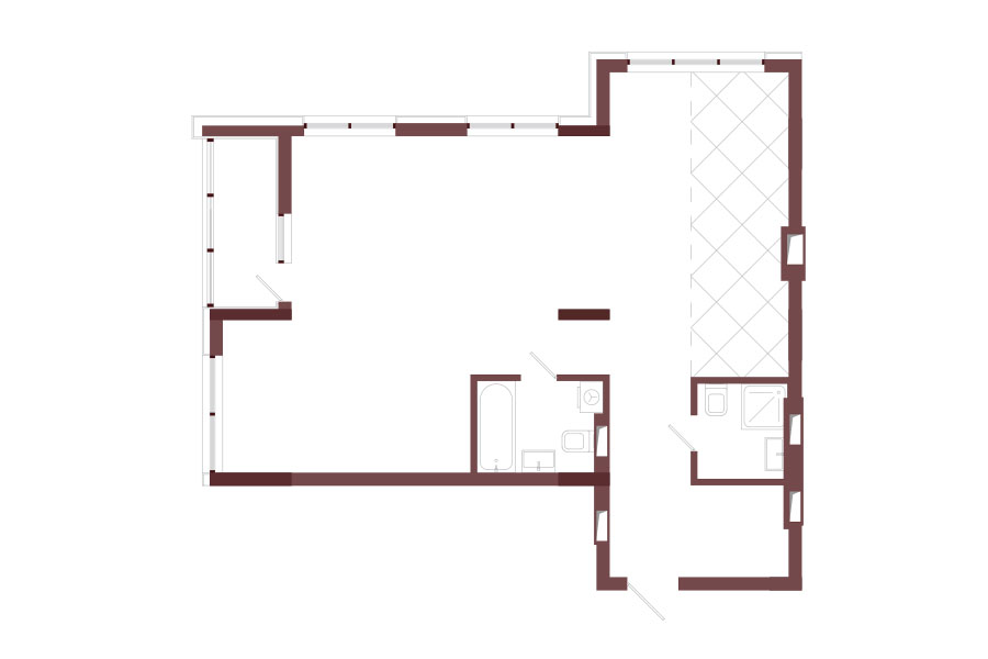 2-КІМНАТНА. Open space. Тип 1.