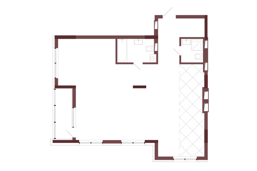 2-КІМНАТНА. Open space. Тип 2.