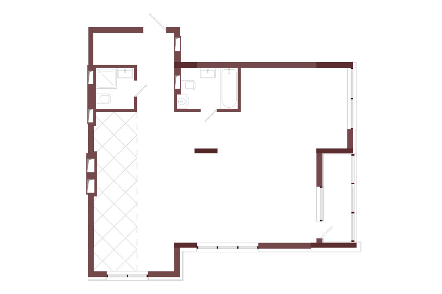 2-КІМНАТНА. Open space. Тип 3.