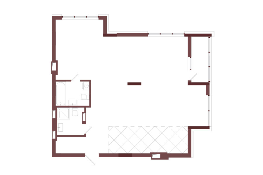 2-КІМНАТНА. Open space. Тип 4.